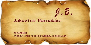 Jakovics Barnabás névjegykártya