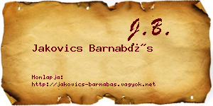 Jakovics Barnabás névjegykártya