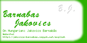 barnabas jakovics business card